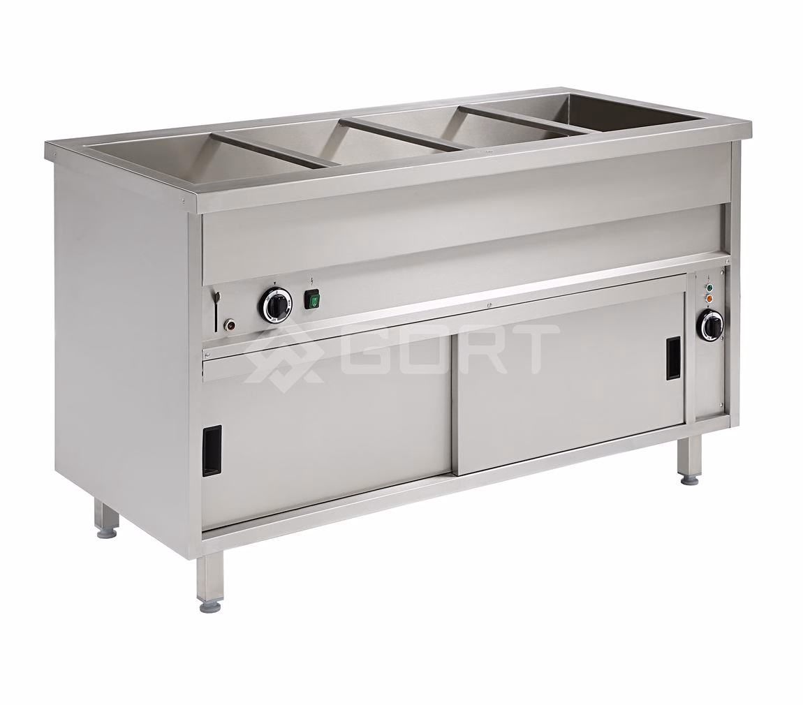 Freistehendes Bain-Marie 1 Fach (4xGN1/1), mit Wärmeschrank