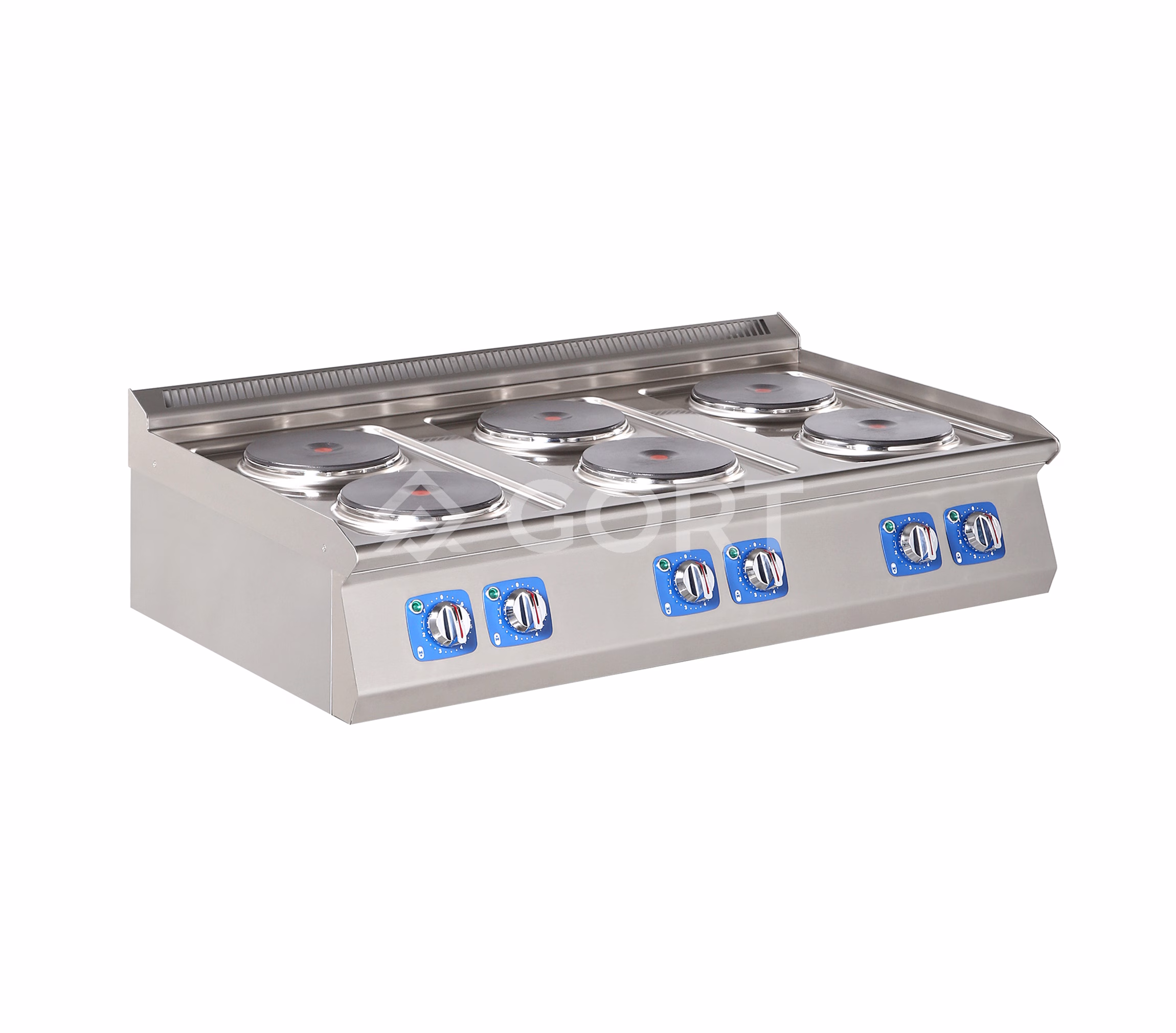 6-Platten-Elektrokochfeld aus Edelstahl