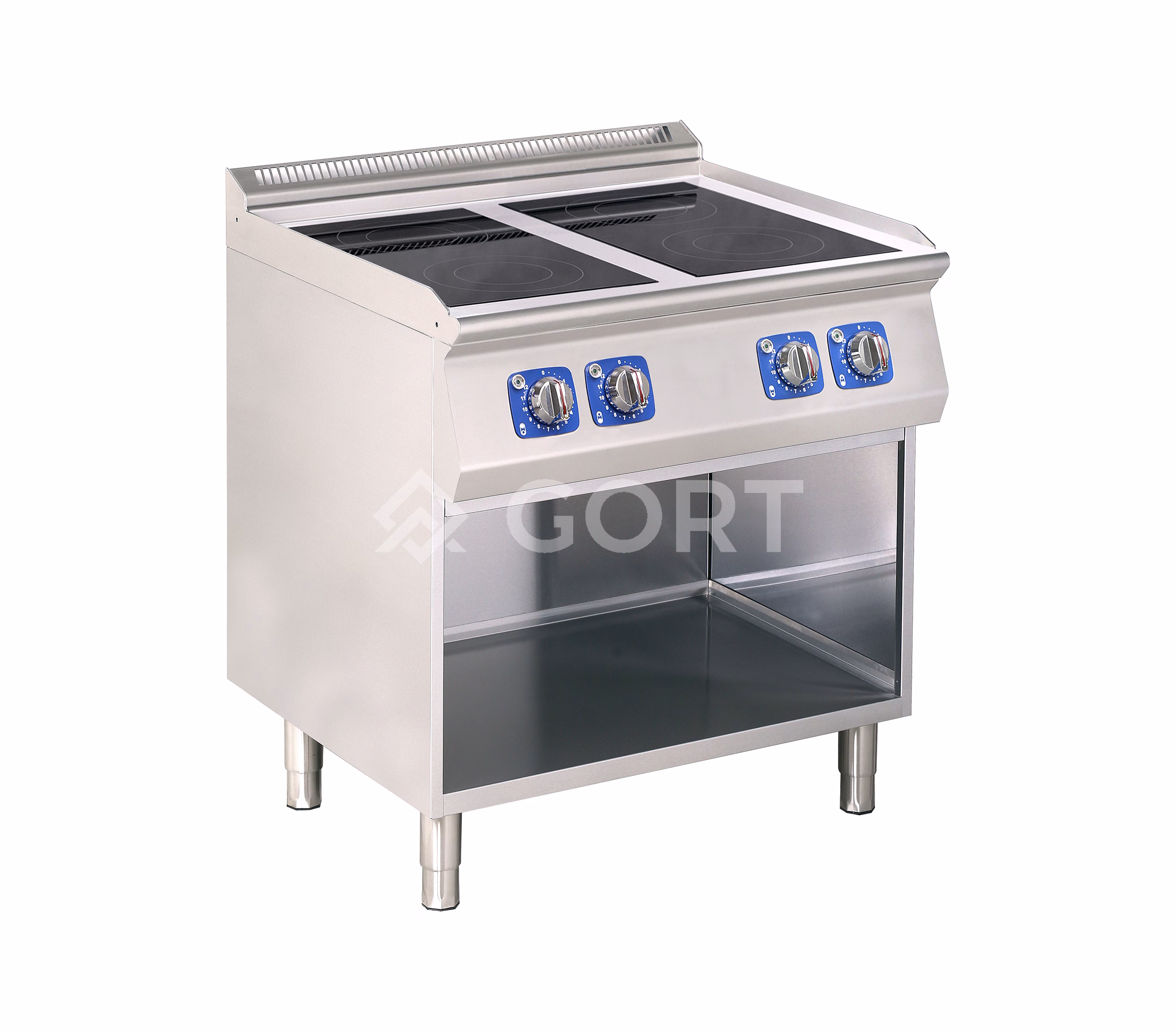 4-Zonen-Induktionskochfeld auf offenem Unterbau 20 kW