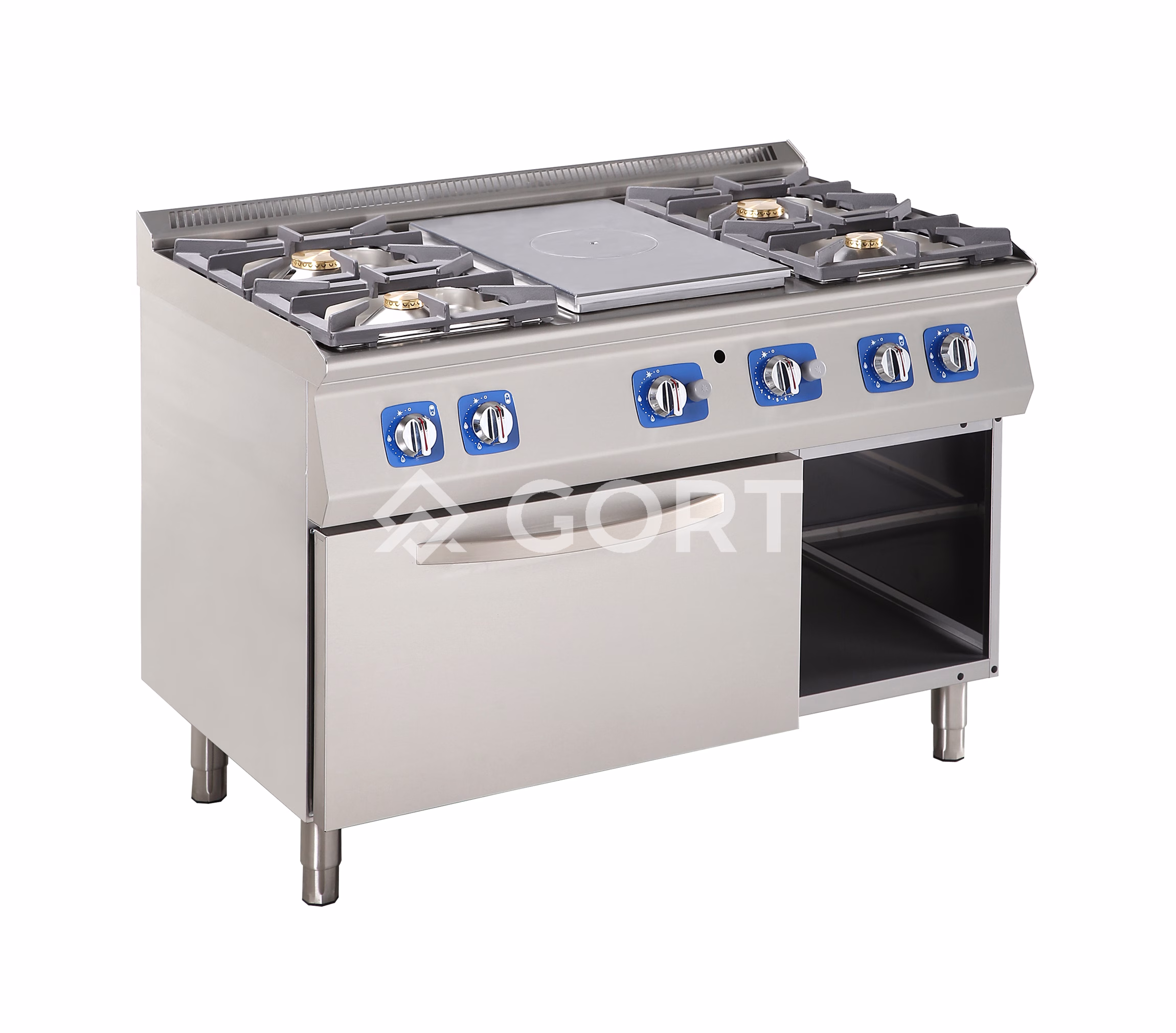 Gas-Solid-Top mit 4-Brenner-Gas-Kochfeld auf Gasofen