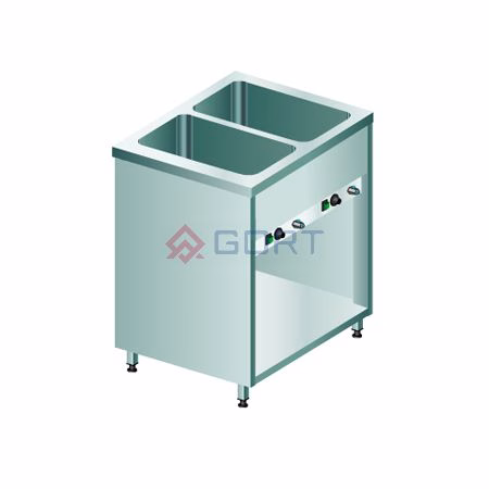 Freistehendes Bain-Marie 2 Fächer, mit offenem Schrank