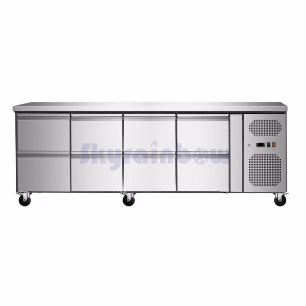 Kühltisch mit 8 Schubladen, Umluft, 223x70