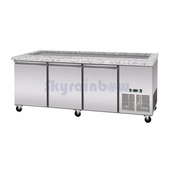 SNACK-Line, Kalte Theke, 5x GN1/1, Granit rosa-grau, 188x82x85.5 OHNE Glasaufbau