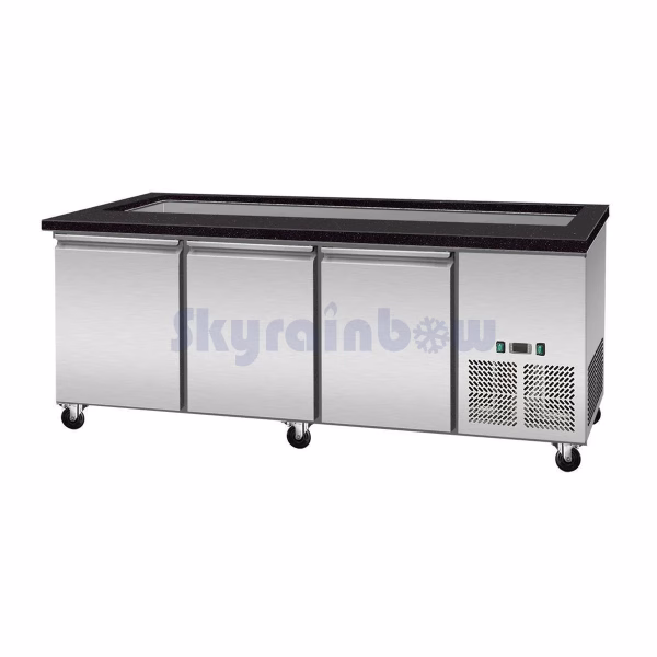 SNACK-Line, Kalte Theke, 5x GN1/1, Granit Star Galaxy schwarz, OHNE Glasaufbau 188x82x85.5