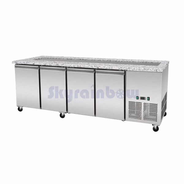 SNACK-Line, Kalte Theke, 6x GN1/1, Granit rosa-grau, 223x82x85.5 OHNE Glasaufbau
