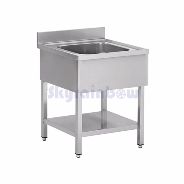 Spültisch aus Edelstahl, ein Becken Mitte, 80 x 70